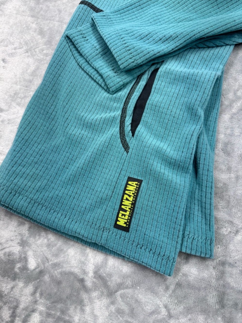 Melanzana Women's Micro Grid Teal Hoodie - Picture 9 of 10